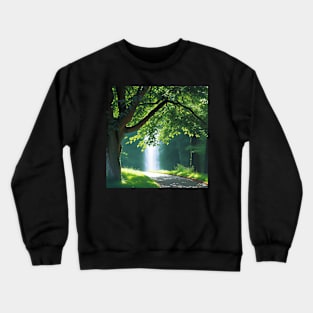 Paved Pathway to a Gorgeous Waterfall Scene Crewneck Sweatshirt